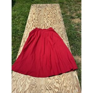 Axiom Womens Red Pleated Skirt Size 8 Prairie Vintage Classic Long Dark Winter